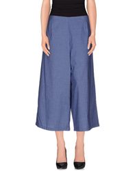 Erika Cavallini Semi Couture Cotton 3/4-length Short in Blue - Lyst