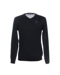 Roberto Cavalli Wool Sweater in Dark Blue (Blue) for Men - Lyst