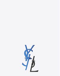 Saint Laurent - Monogram Deconstructed Earrings In Blue And Black Brass - Lyst