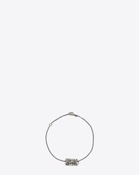 Saint Laurent - Metallic Razor Blade Bracelet In Oxidized Silver-toned Crocodile Textured Brass - Lyst