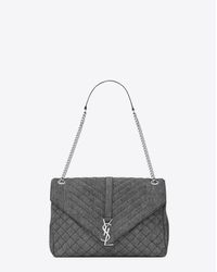 Saint Laurent | Gray Large Soft Envelope Monogram In Washed Grey | Lyst