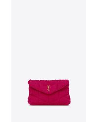 Puffer small pouch in quilted boucle tweed Clearance