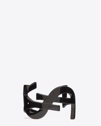 Saint Laurent | Monogram Cuff In Black Enamel Coated Brass | Lyst