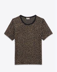 Saint Laurent - Black And Gold Polka Dot Short Sleeve Sheer T-shirt - Lyst