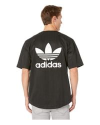 adidas Originals Satin Baseball Jersey (black/white) Men's Short ...