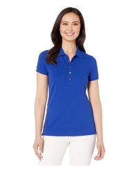 Lauren by Ralph Lauren Blue Stretch Pique Polo Shirt