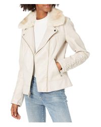 guess cream leather jacket