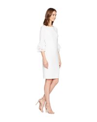Calvin klein chiffon bell sleeve sheath dress