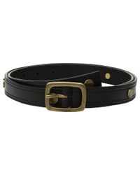 Calvin Klein Black Stitched Edge Belt W/ Disc Rivet