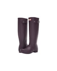 hunter rain boots black grape