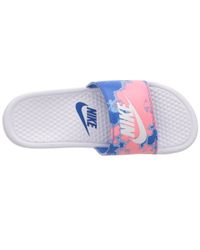nike benassi white and blue