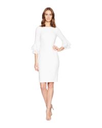 calvin klein 3 4 bell sleeve lace chiffon sheath dres calvin klein 3 4 bell sleeve lace chiffon sheath dres