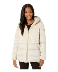 via spiga metallic hooded packable down coat