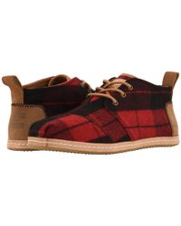 toms red plaid felt women's bota boots