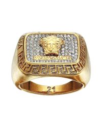 Versace Metallic Multi Crystal Medusa Ring for men