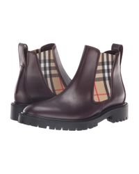 Burberry Brown Vintage Check Detail Leather Chelsea Boots