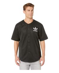 adidas Originals Satin Baseball Jersey (black/white) Men's Short ... adidas Originals Satin Baseball Jersey (black/white) Men's Short ...