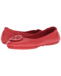 Tory Burch Red Minnie Travel Ballet Flat (ivory/meadow Sweet) Women's Shoes