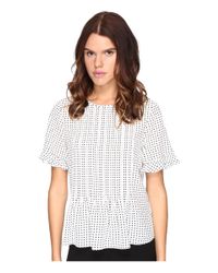 kate spade new york White Pin Dot Pintuck Top