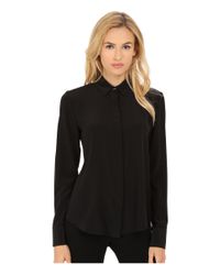 Prabal Gurung Black Crepe De Chine Silk Long Sleeve Top