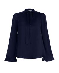 Zimmermann | Black Sueded Tie Neck Blouse | Lyst