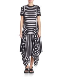 Lyst Dkny Striped Trapeze Dress In Black Dkny Striped Trapeze Dress Lyst