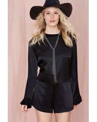 Nasty Gal Un Kne Form Studios Lizzy Silk Playsuit - Black