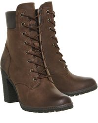 high heel timberland style boots