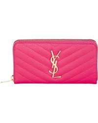 Saint laurent Monogram Zip-around Wallet in Gold (fog) | Lyst