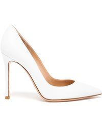 Gianvito Rossi Two-tone Leather and Suede Pumps in White (Off-white) | Lyst