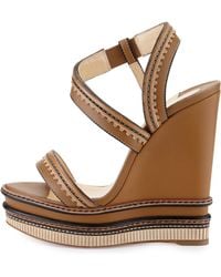 Christian louboutin \u0026#39;bikee Deck\u0026#39; Platform Wedge Sandal in Brown ...
