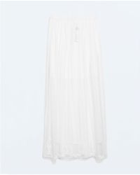 Zara Long Skirt with Splits in White (ecru) | Lyst