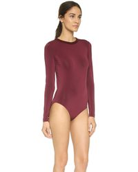Tamara Mellon Scoop Back Bodysuit With Suede Trim - Burgundy - Purple
