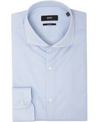 BOSS | Slim Sateen Stripe Shirt | Lyst