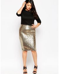 Club L Plus Size Bodycon Dress With Sequin Skirt - Metallic