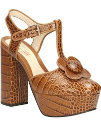 Clarks Beryl Leather Platform Shoes - Brown