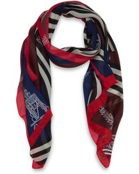 KENZO Eiffel Tower Print Silk Scarf - Blue