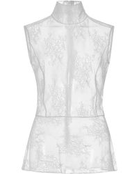 TOME Chantilly Lace Sleeveless Turtleneck Top - White