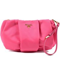 Prada Smoke Pleated Satin Clutch in Gray (smoke) | Lyst