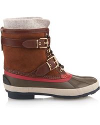 Burberry Shearling-Lined Suede Duck Boots - Natural