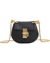 gray chloe bag - Chlo \u0026#39;drew\u0026#39; Nano Grainy Leather Shoulder Bag in Black | Lyst