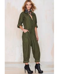 Nasty Gal Vintage Elbow Grease Utility Jumpsuit - Green