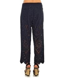 Zimmermann Riot Eyelet Cropped Pants - Blue