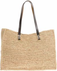 Prada Bi-color Crocheted Raffia Tote in Beige (blue) | Lyst