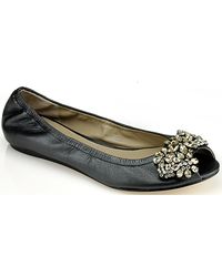Vera Wang Lavender Jeweled Open-toe Ballet Flats in Brown (taupe) | Lyst