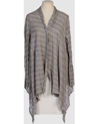 Yigal Azrouël Patterned Drape Front Cardigan in Gray (charcoal/ ivory ...