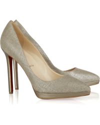 Christian Louboutin Pigalle Plato 120 Metallic Canvas Pumps