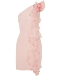 Notte by Marchesa Ruffled One-shoulder Silk Dress - Lyst