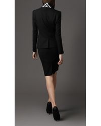 Burberry Contoured Stretch Wool Skirt Suit - Black