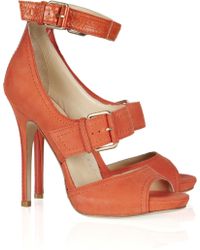 Jimmy Choo Leona Nubuck Sandals - Red